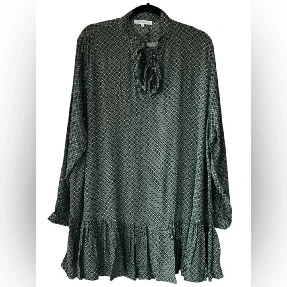 Olivaceous Women's Ruffle Mini Dress Long Sleeve Flower Print Size Large